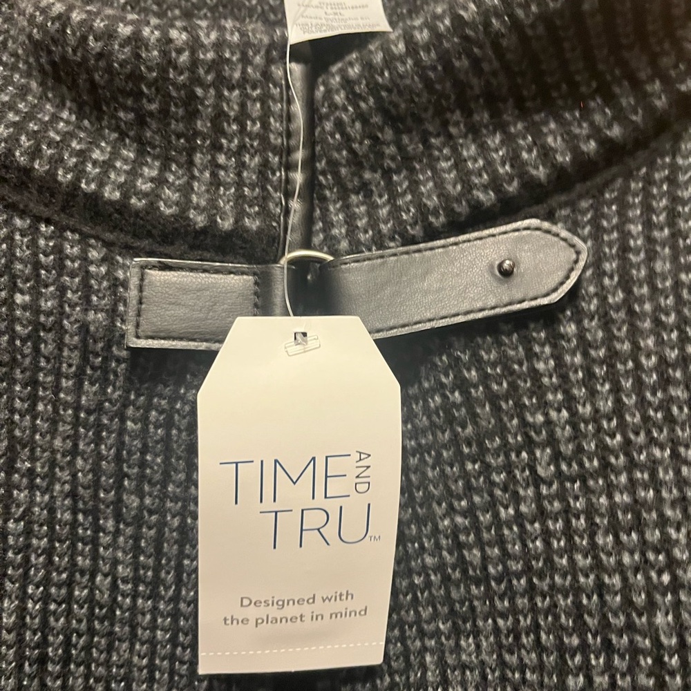 Time and Tru Charcoal Knit Poncho - Picture 3 of 4